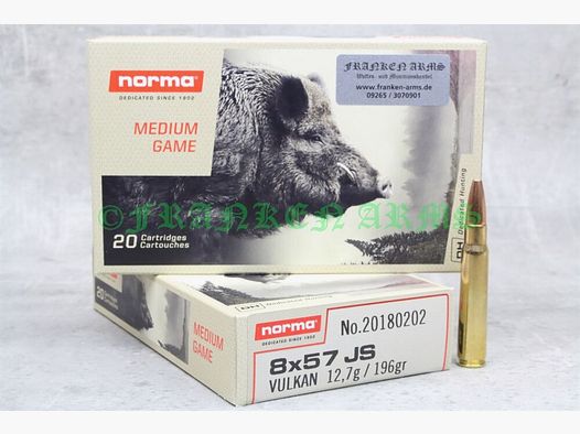 Norma Vulkan 8x57IS 196gr. 12,7g 20 pièces Prix dégressifs