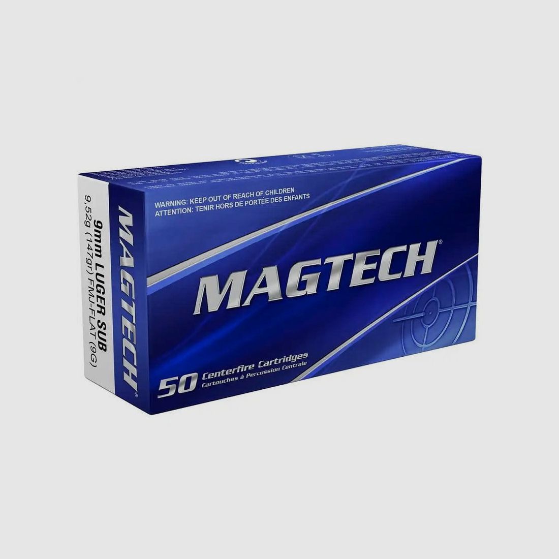 Magtech 9mm Luger FMJ Flat Sub Vollmantel Flachkopf Subsonic 147 gr. 9G Unter...