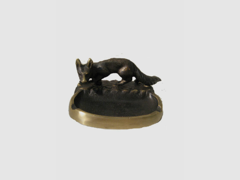 Lovergreen kleine Bronzestatue Motiv Fuchs Aschenbecher