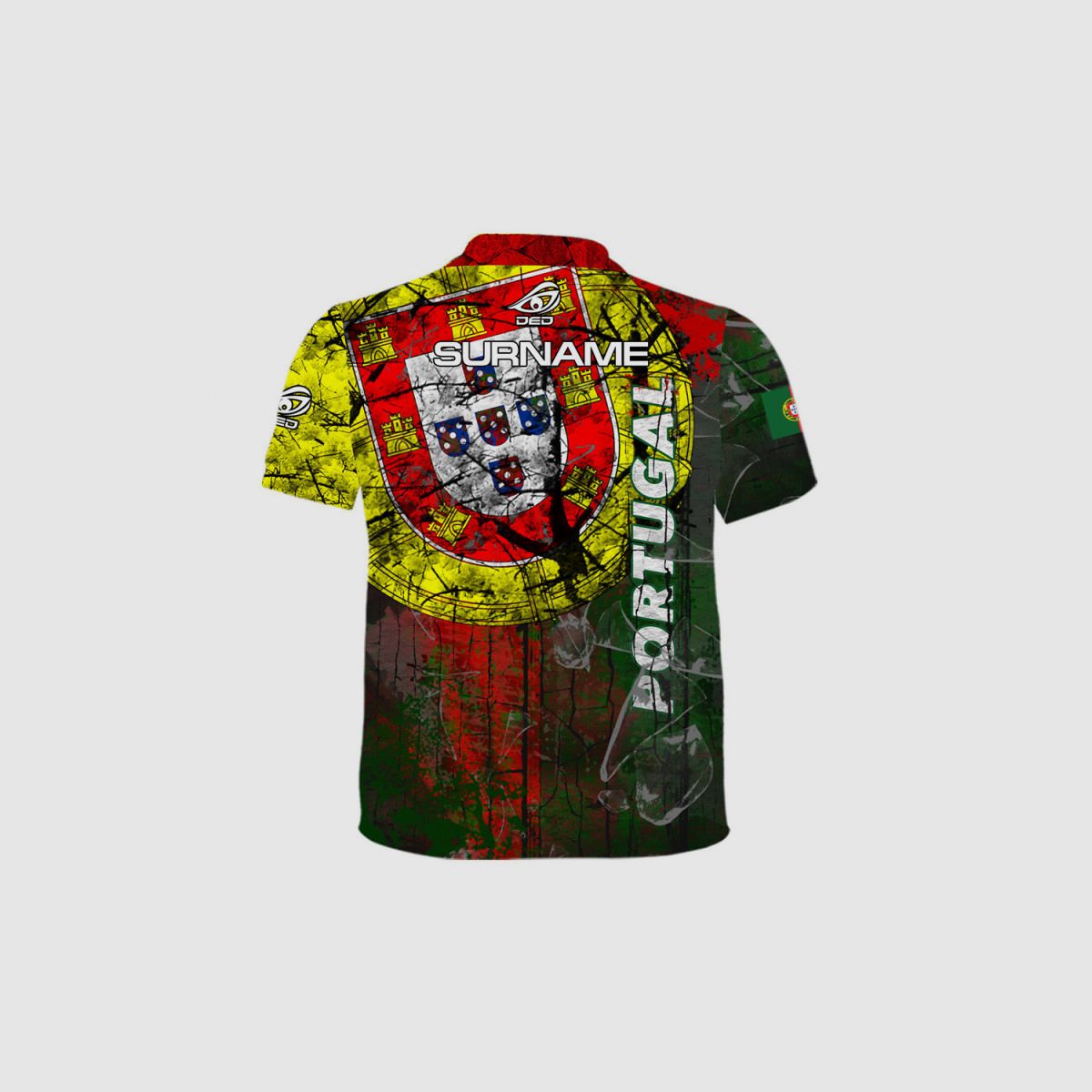 DED Portugal Theme Casual T-Shirt, Größe: XXS, Benutzerdefinierter Name: Mit Benutzerdefiniertem Namen, Kleidungstyp: Regulär (Herren), Bild 2 von 3