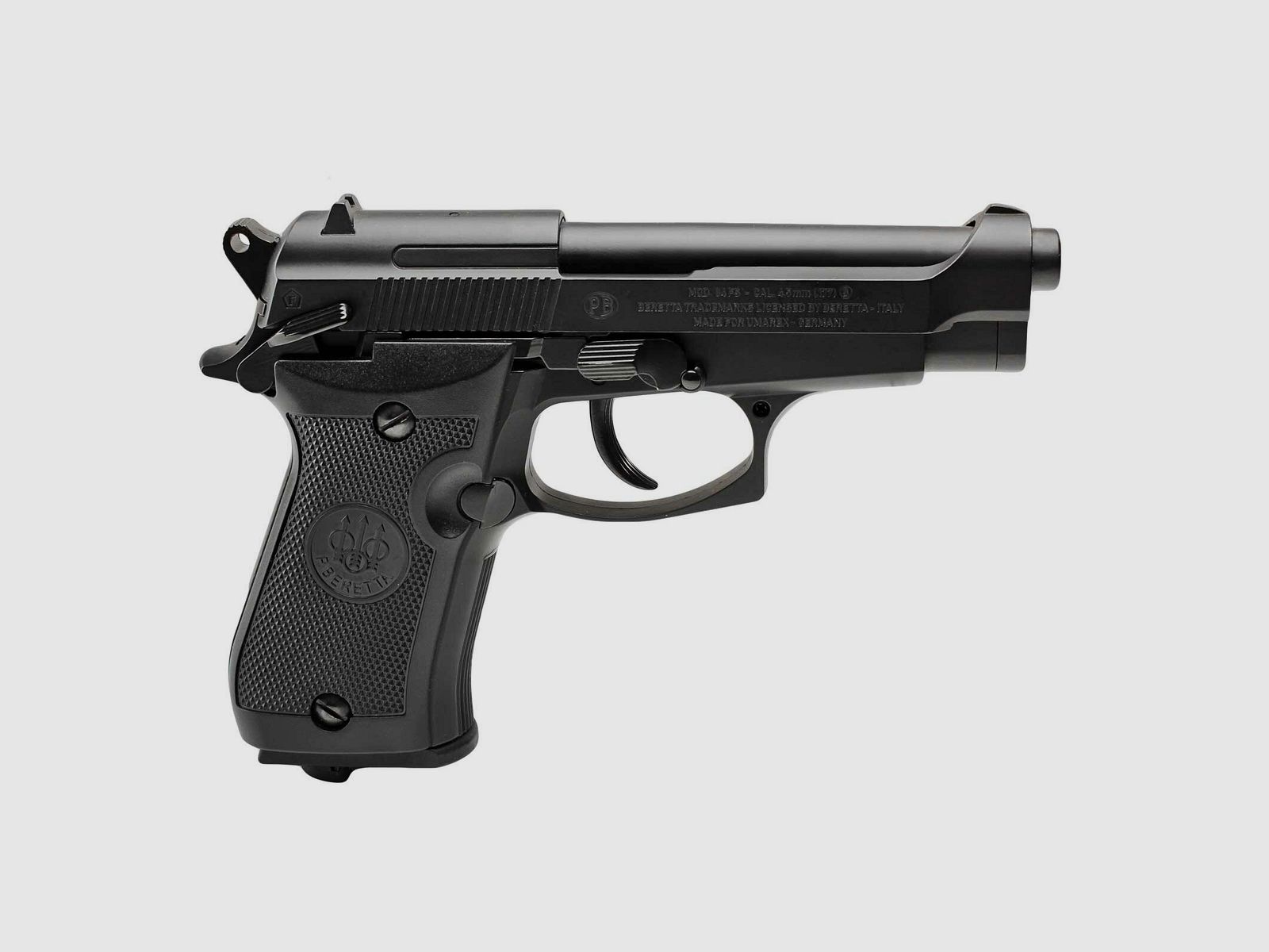 Luftpistolenset Beretta M84 FS 4,5 mm BB Co2-Pistole Blowback Vollmetall (P18) + 10 Co2-Kapseln + 1500 Stahl-BB's 4komma5