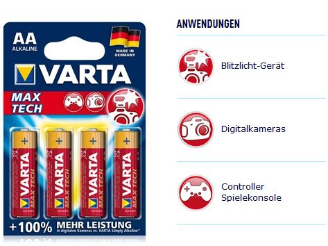 12x VARTA MAX TECH AA Mignon Alkali Batterie für Wildkamera Fotofalle - Made in Germany > UVP 22,47