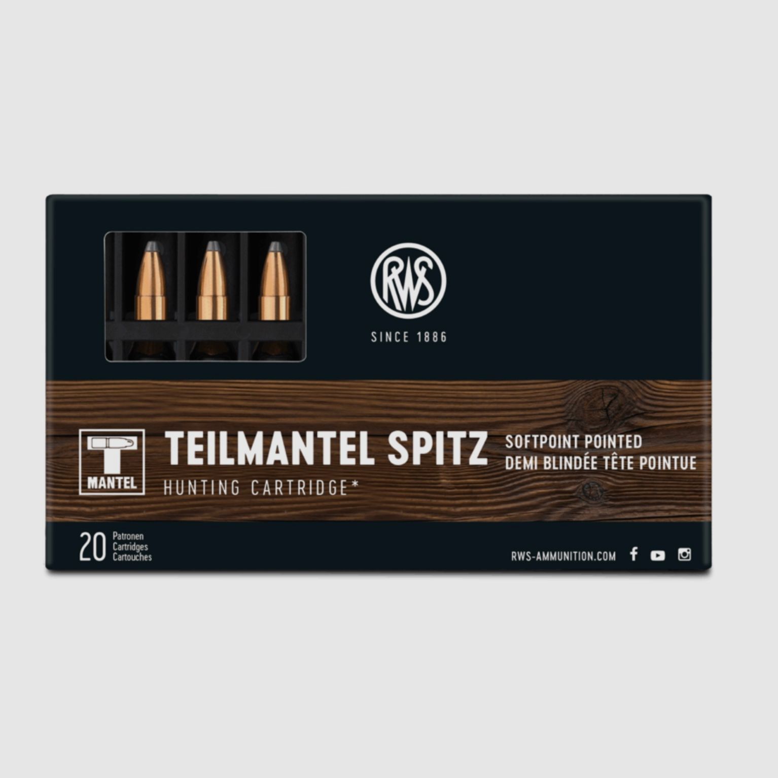 RWS 2116405 .222 Rem. Teilmantel Spitz 3,2g 50grs. Langwaffenmunition