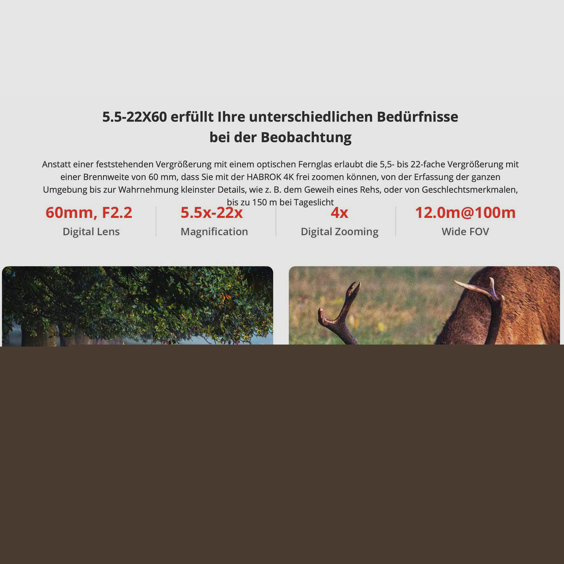 Hikmicro Binocular Habrok 4K HE25LN 5.5-22x60 Wärmebild/Nachtsicht/Digitalkamera 940Nm 1920 x 1080