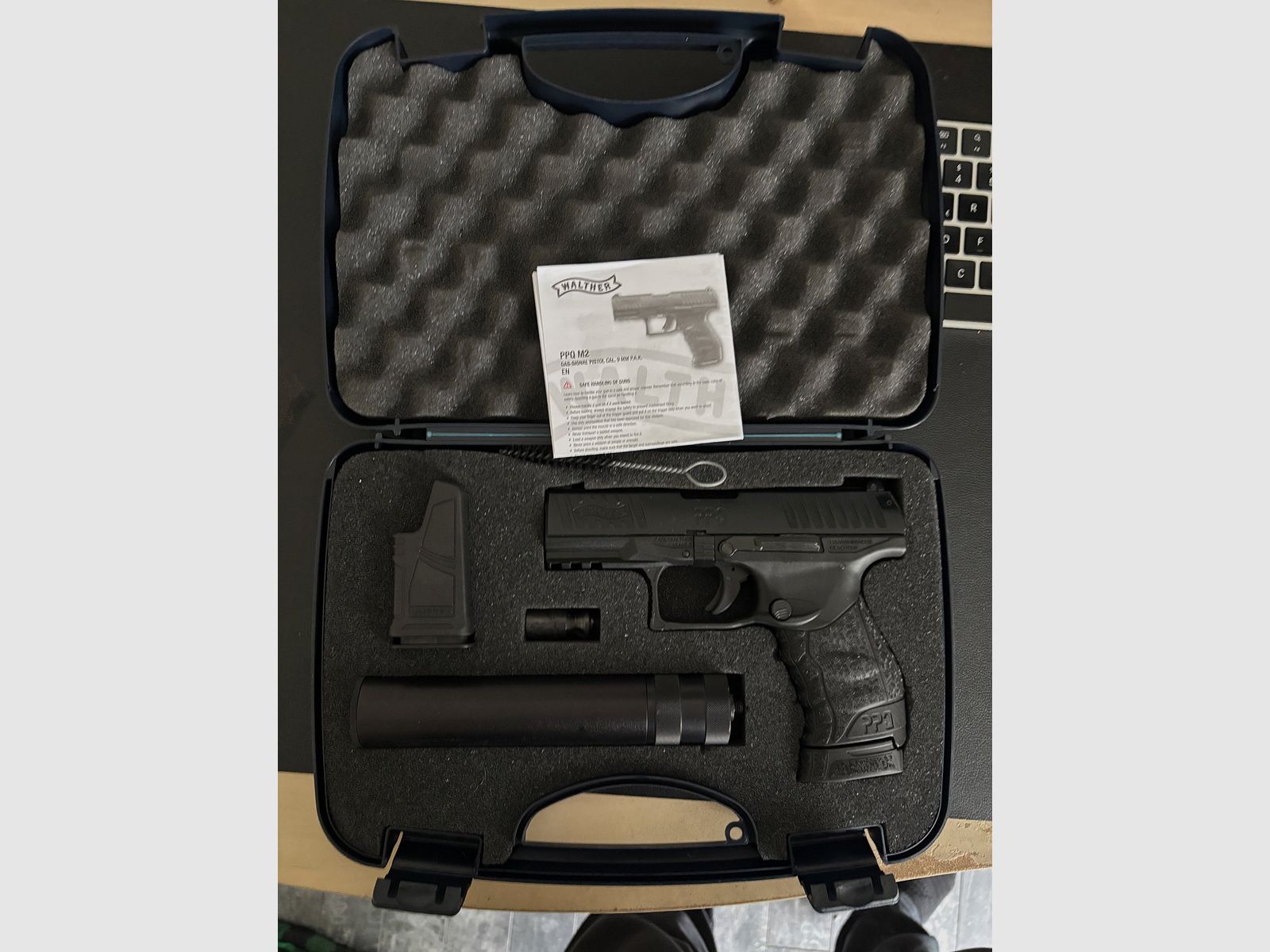 Walther PPQ blank firing pistol with Navy Kit