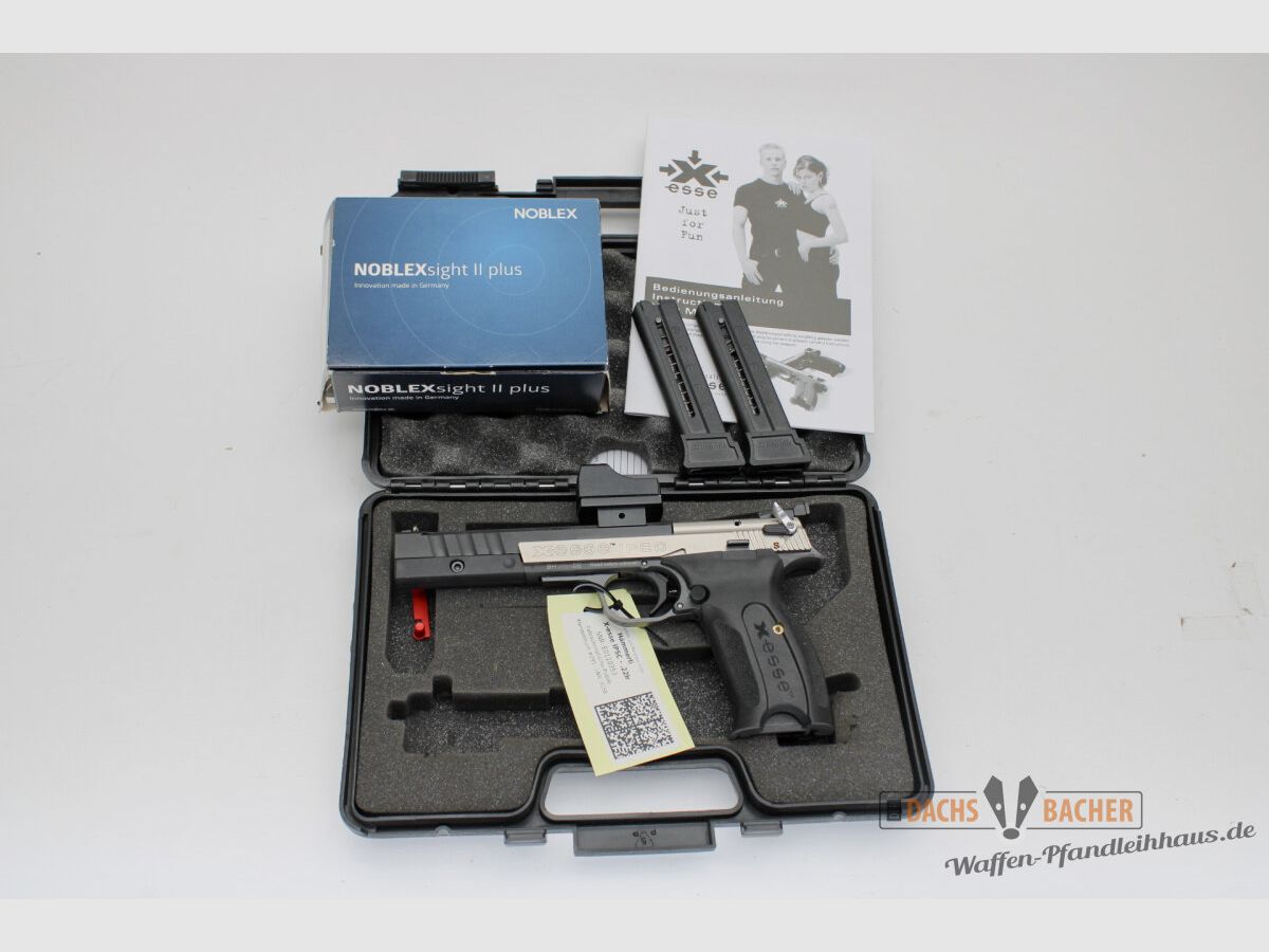 Hämmerli X-esse IPSC pistool kal. .22lr met 3 magazijnen en Noblex sight II plus