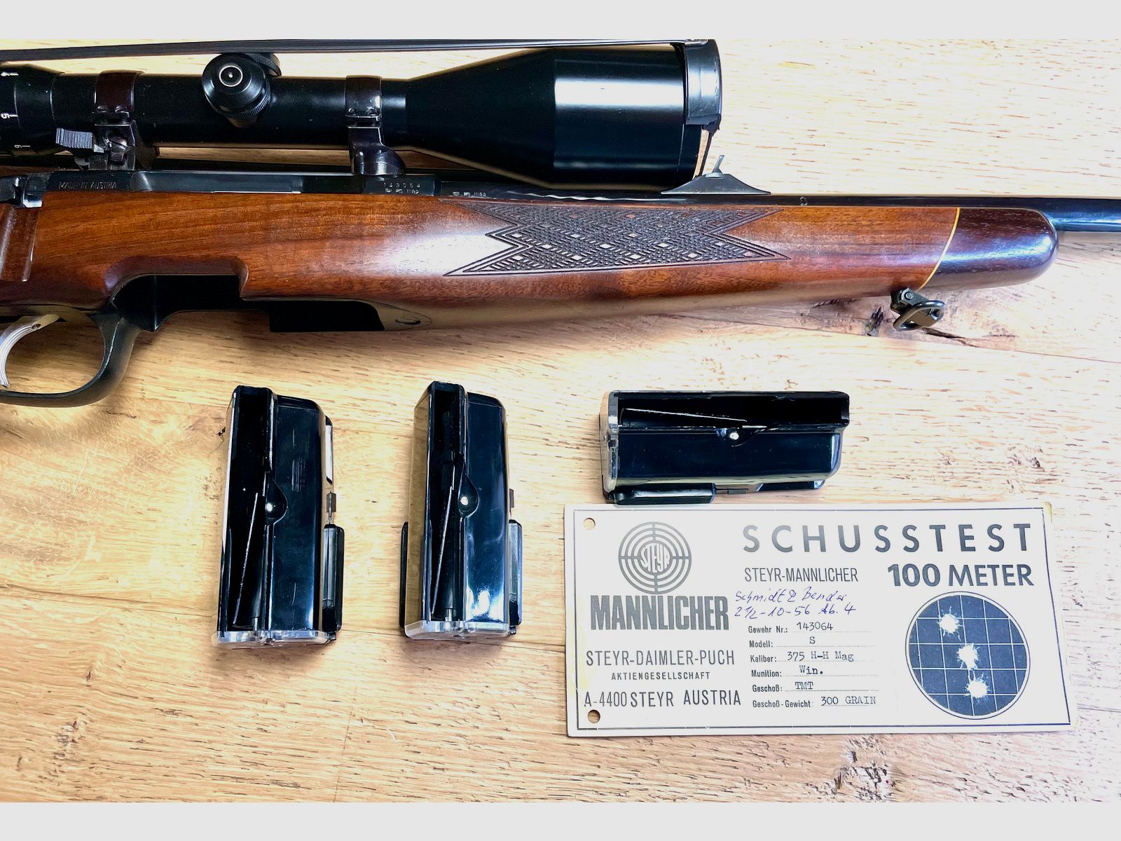 Repetierbüchse Steyr Mannlicher Model S .375 H&H Mag. mit ZF Schmidt & Bender 2,5-10x56 - neuwertig