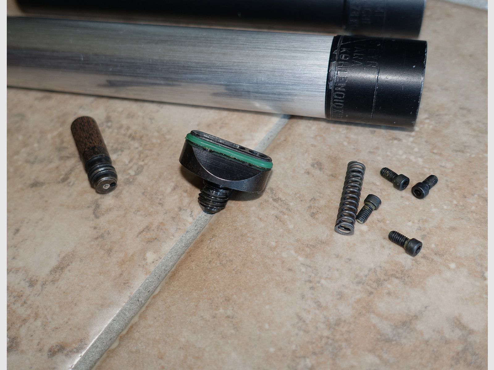 3 pieces Steyr cartridges + Steyr CO2 connection, spring and release screw