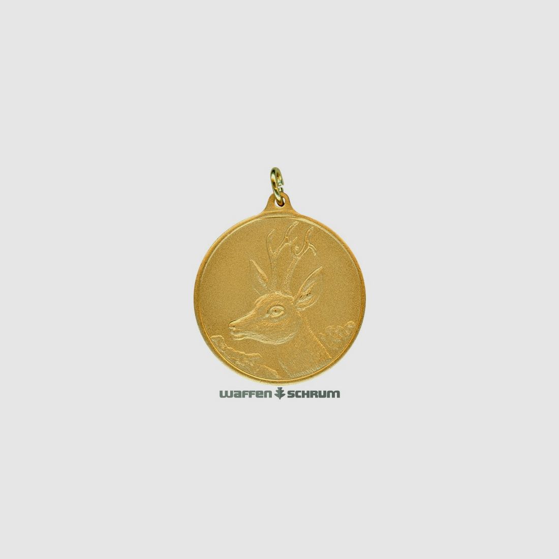 Medalla de caza Steinhauer & Lück ciervo 40mm chapada en oro con ojal y anillo