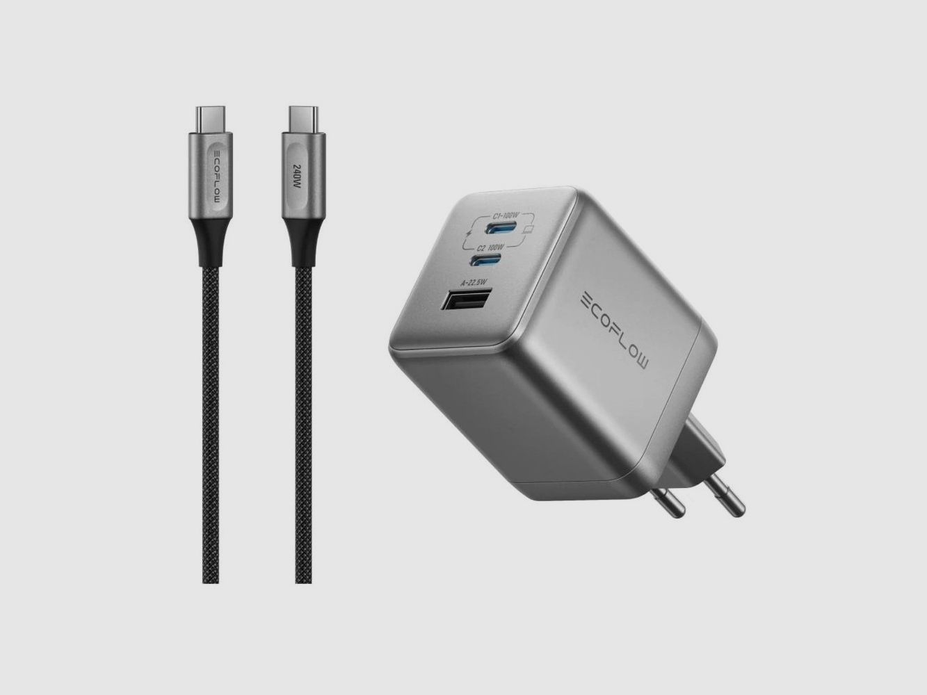 EcoFlow Chargeur RAPID 100W GaN - Chargeur USB-C compact 3-en-1 pour outdoor et voyage, image 2 sur 5
