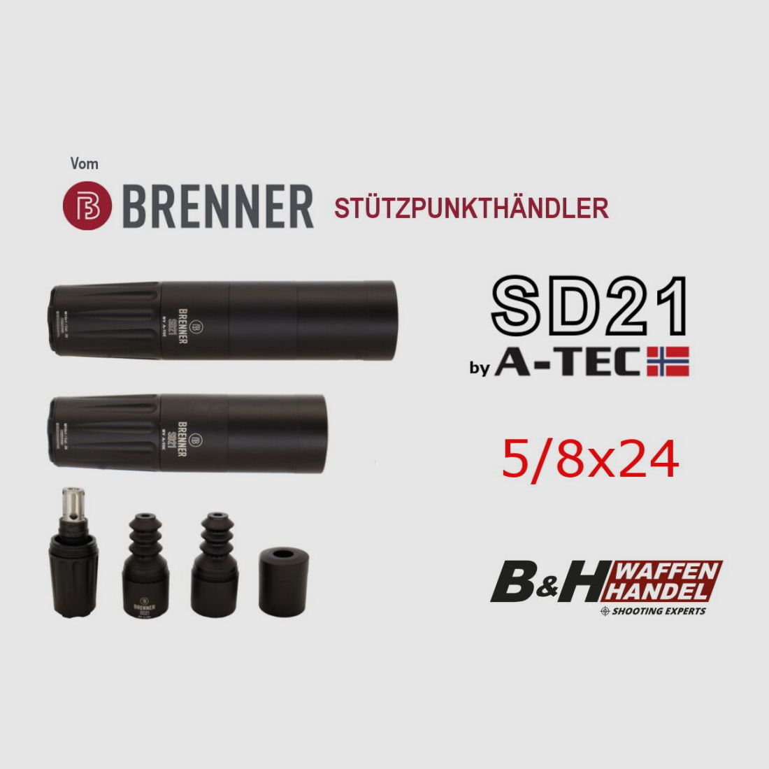 Brenner SD21 silencer 5/8x24 by A-TEC