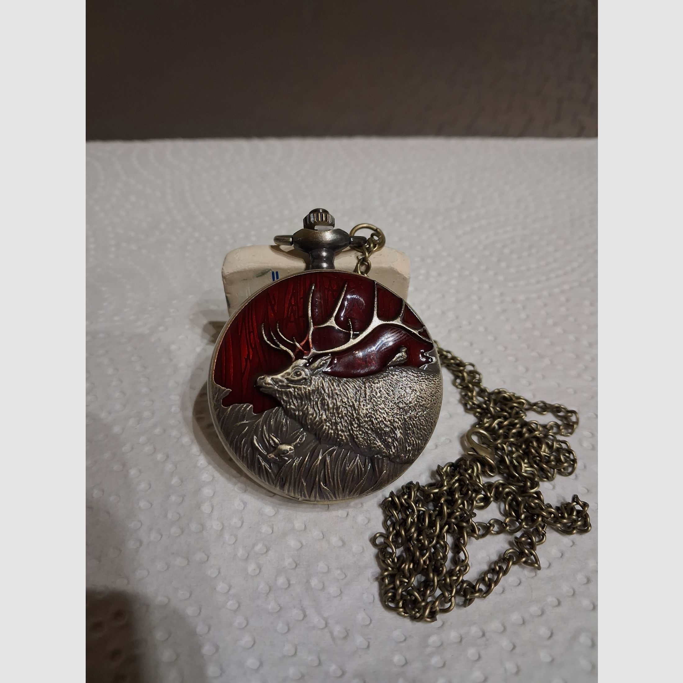 Taschenuhr mit Jagdmotiv 