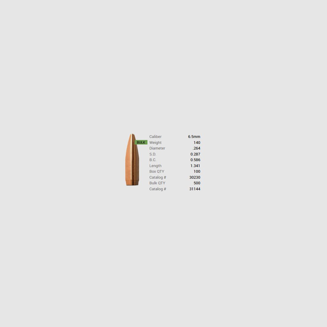 Barnes Geschoss 6,5mm/.264 140GR Match Burners BT 100 Stück