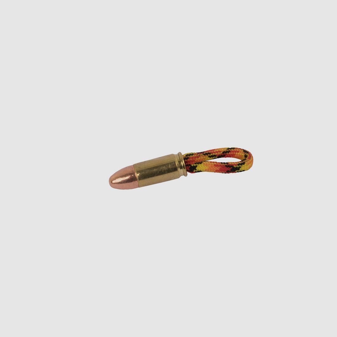 SchlĂĽsselanhĂ¤nger Parachute Cord mit  Kaliber 9 x19 mm 9 mm Luger gemustert gelb rot orange schwarz handgefertigt