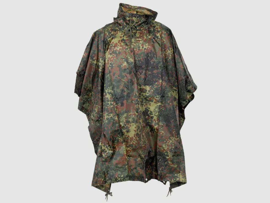 Leichter Regenponcho (300g), BW Flecktarn, Rip-Stop-Gewebe, Unigröße (223x144cm)