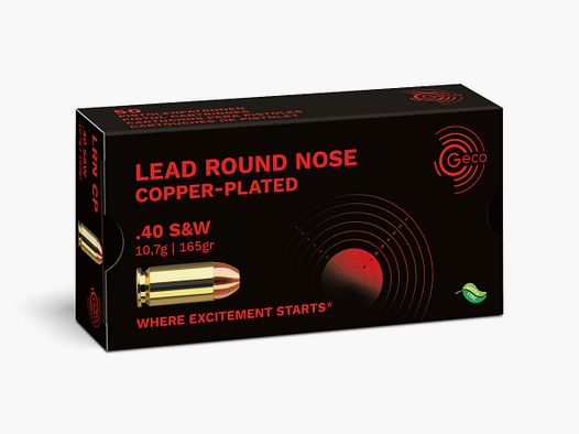 GECO .40 S&W 10.7g 165gr Lead Round Nose Copper Plated BTE50