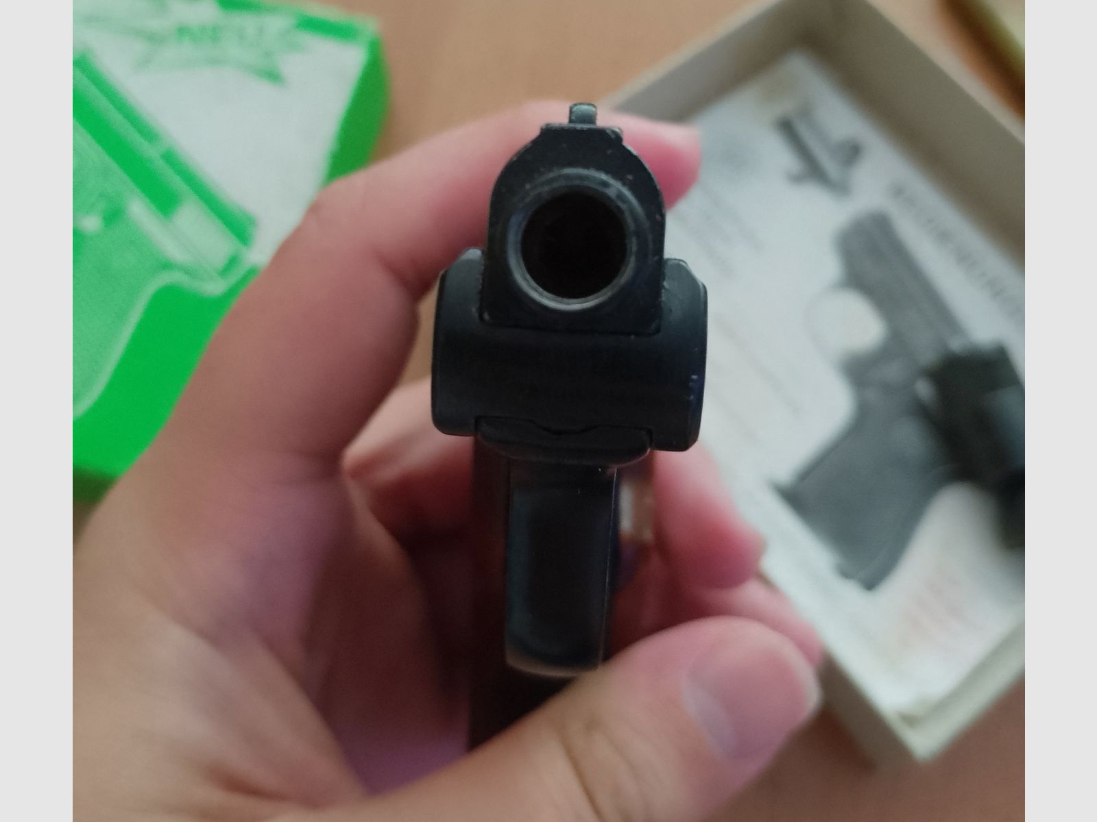 Alte Rhöner SM 15 Kal. 8 mm Knall im PTB 83/2 mit Verpackung!