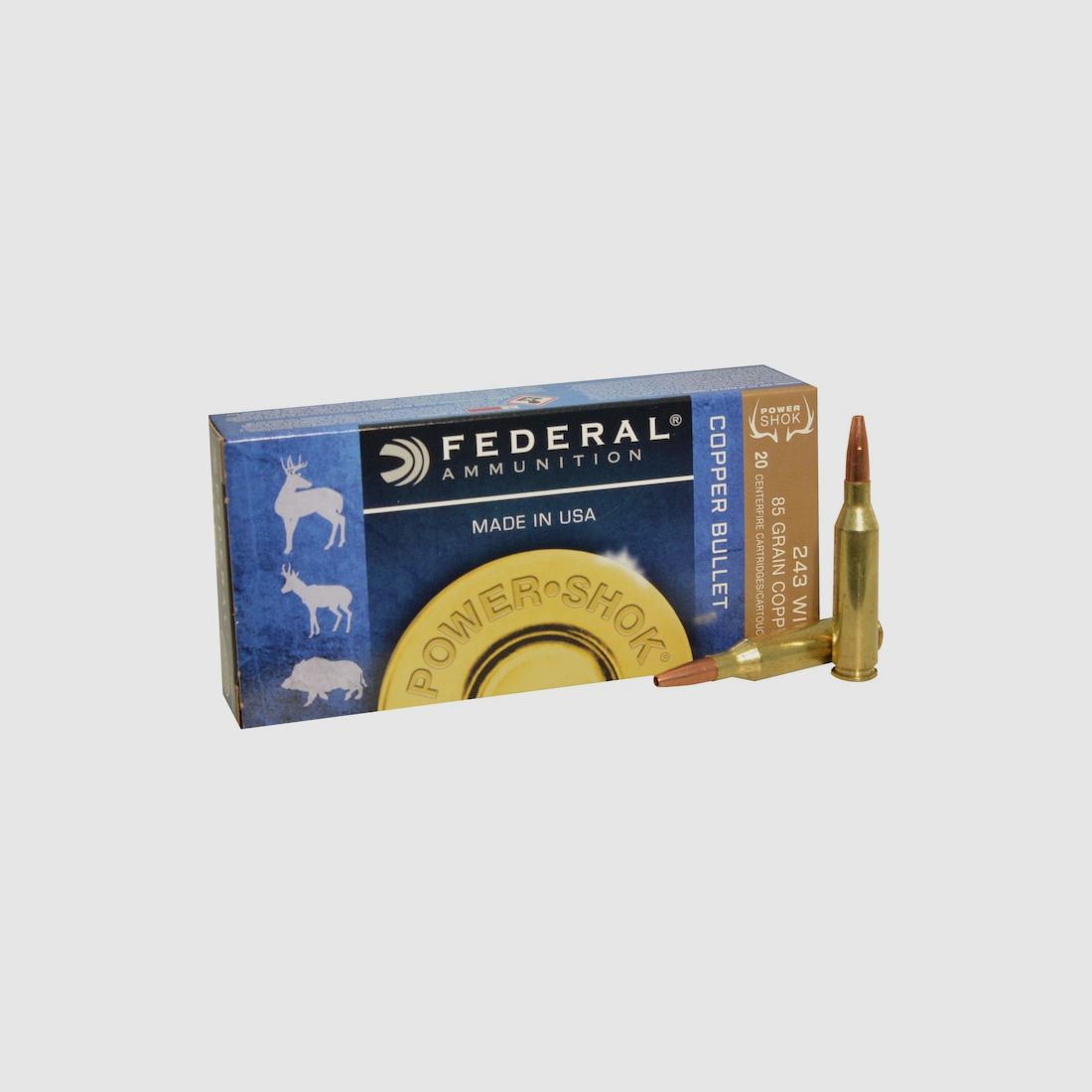 Federal Power-Shok .243 Win. 85GR Copper HP 20 cartridges