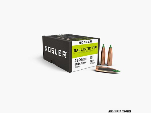 PALLE DA RICARICA – NOSLER – BALLISTIC TIP HUNTING BULLET 30 CAL. (.308″) SPITZER 180GR (50 PZ)