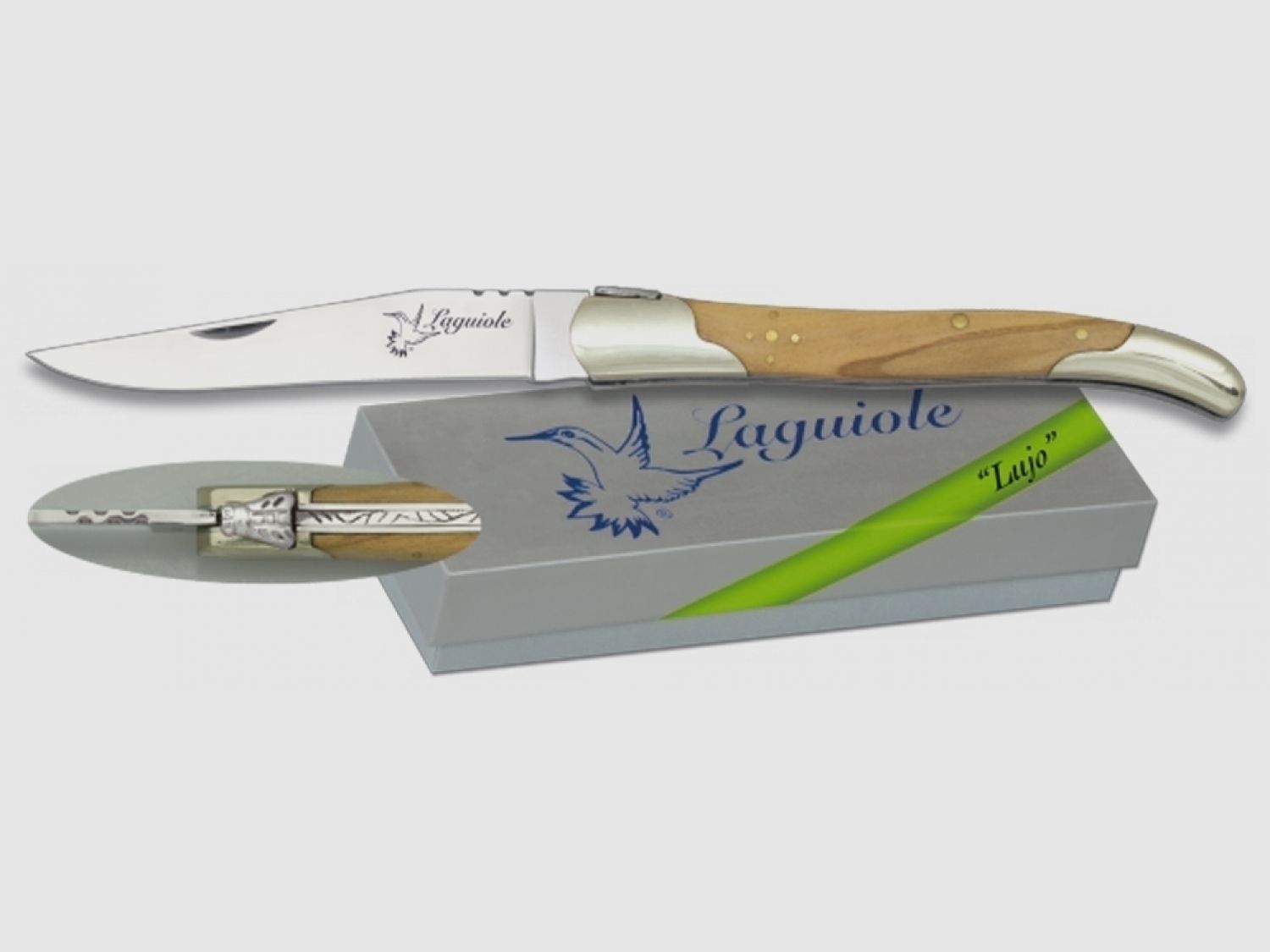 Nóż kieszonkowy Laguiole 9,5 cm Olive Biene Filework w pudełku