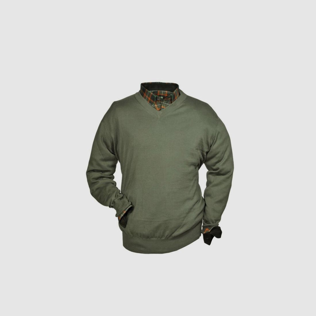 Hubertus Pullover V-Auschnitt dunkeloliv