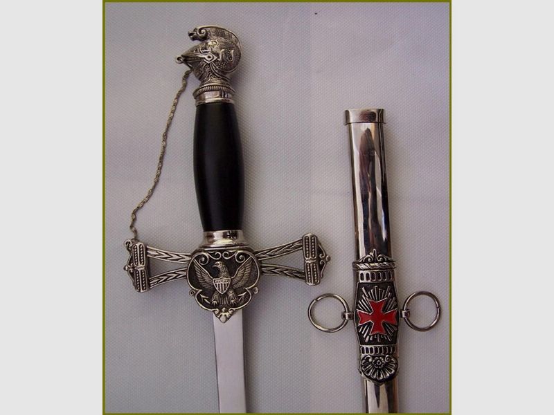 Ritter von St. John Freimaurer Schwert Adler Wache Kette 37.5"