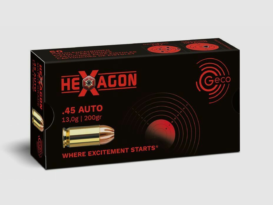 Geco Hexagon 13g/200grs à50 .45 Auto