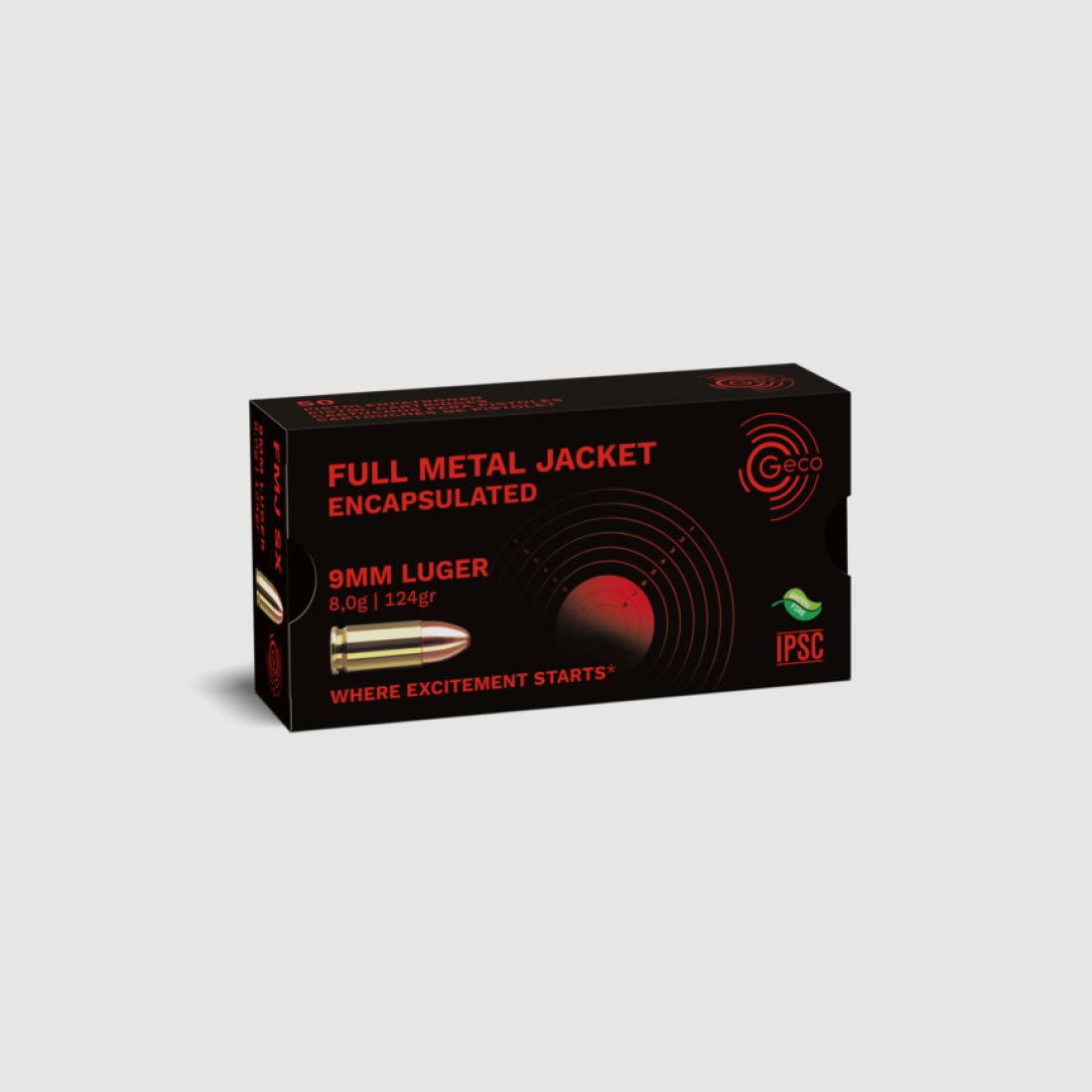 GECO 9mm Luger SX Tombak, verkapselt - 50 Patronen