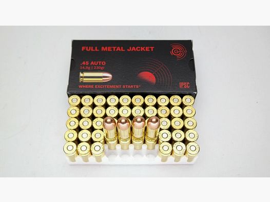 Geco 1000 strzałów Geco .45 ACP VM FMJ pełnopłaszczowy 230gr. 14,9 gram DOSTĘPNY OD RĘKI - .45 ACP