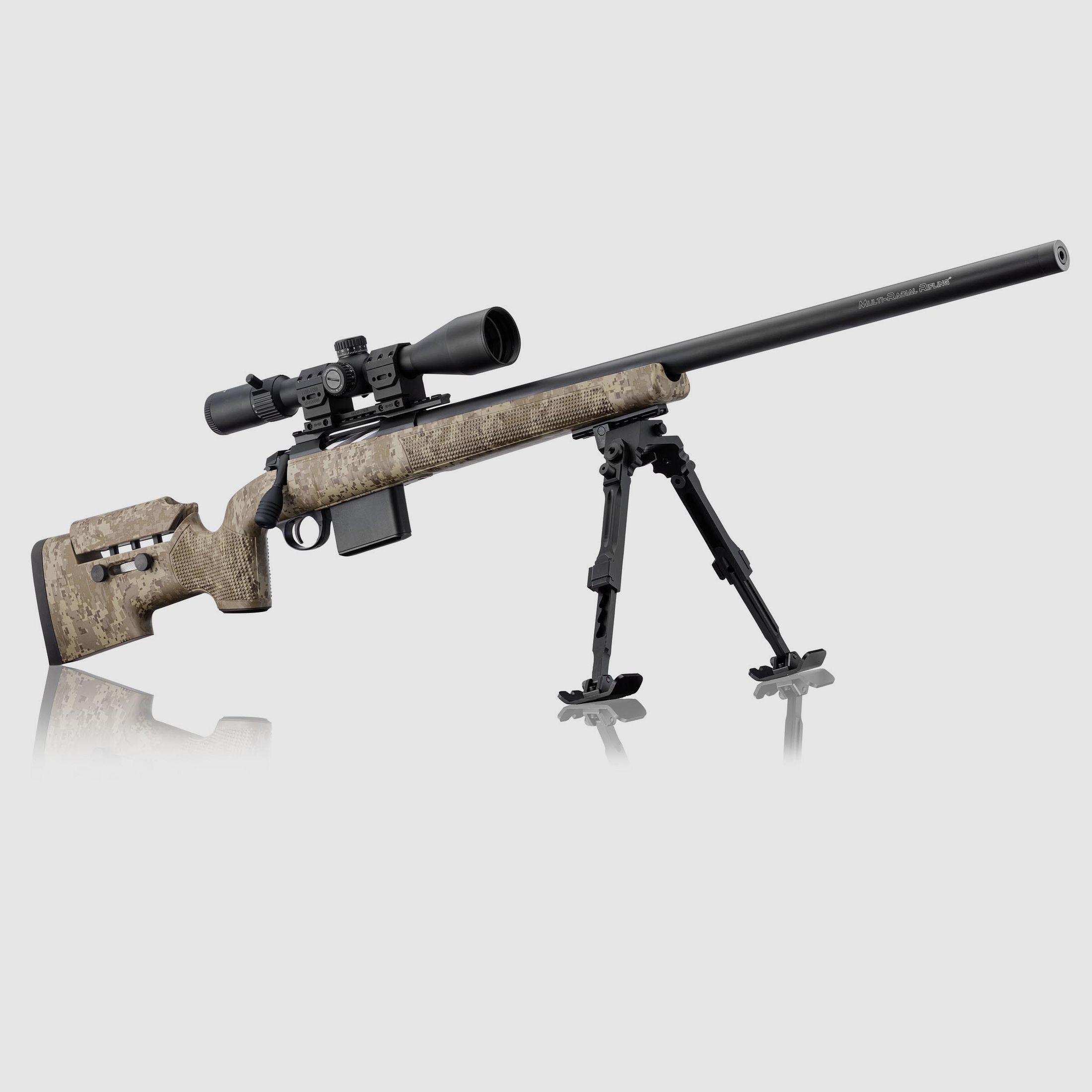 Pack RUBIS TACTICAL digitale camo loop MRR Kal. 308 Win + demper + bipod + eenpansmontage + microdot richtkijker 6-24×50, afbeelding 2 van 11