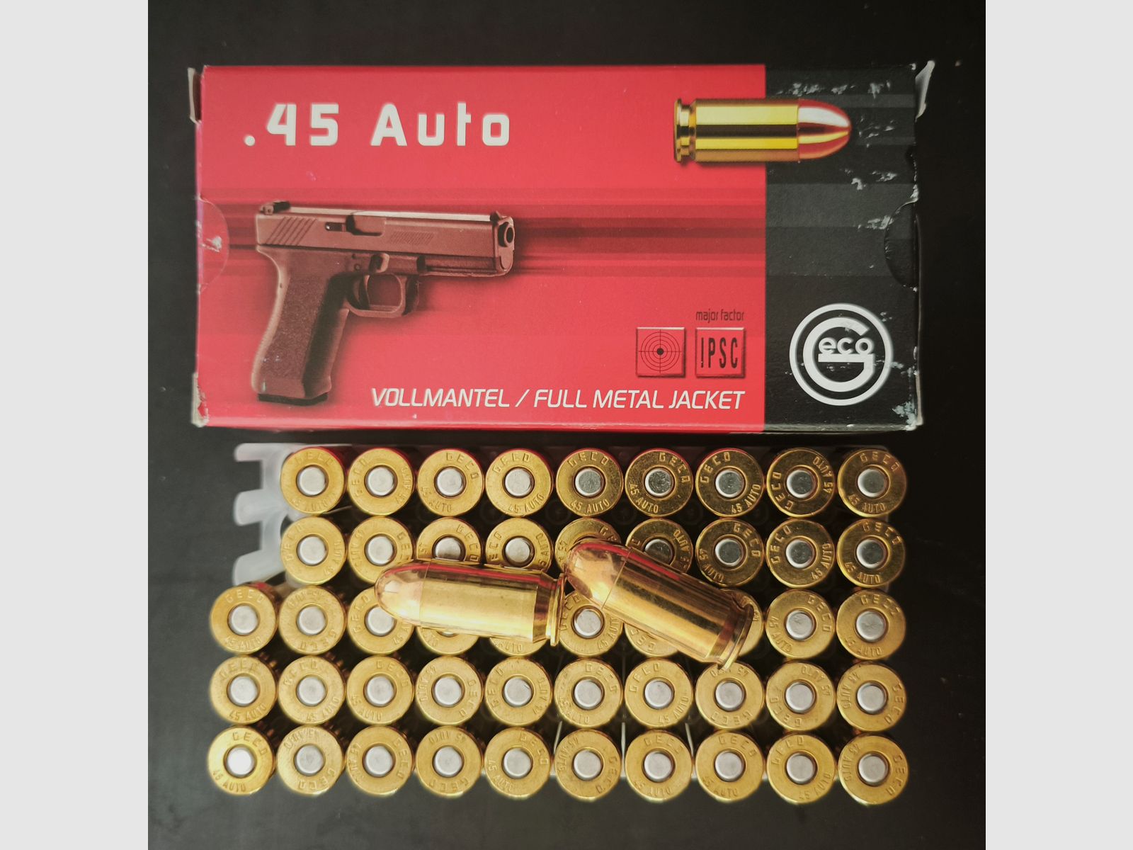 Geco .45 Auto -14,9 g – FMJ Sierra Matchking – 50 cartouches de pistolet