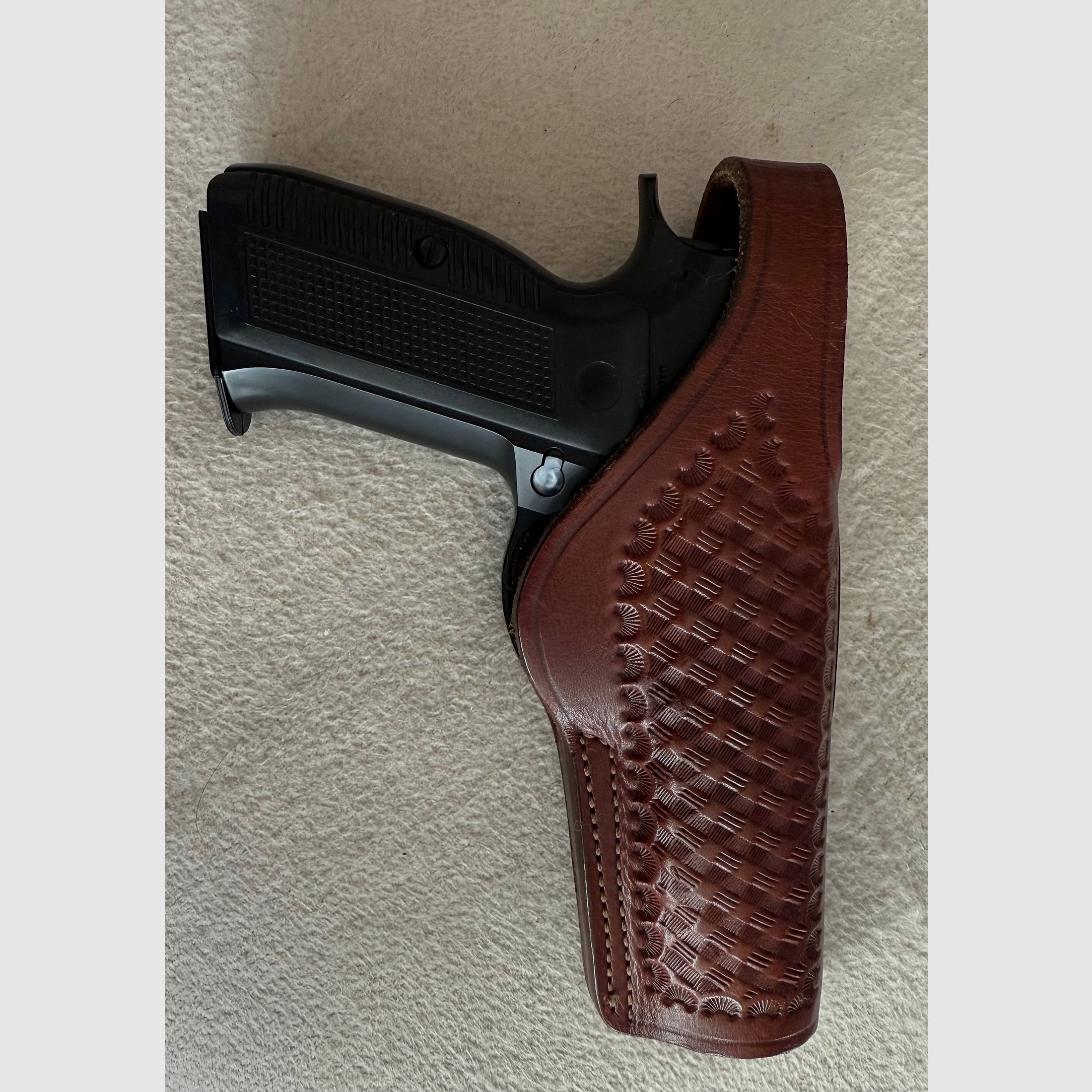 Brian C. Foster Gürtelholster OWB Leder Basketweave für CZ75, M75, Tanfoglio u.ä. 