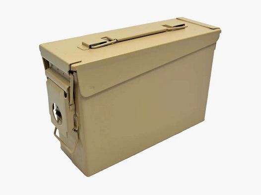 NATO / US ammunition box size 1 (Cal.30), metal, sand yellow, without print, new