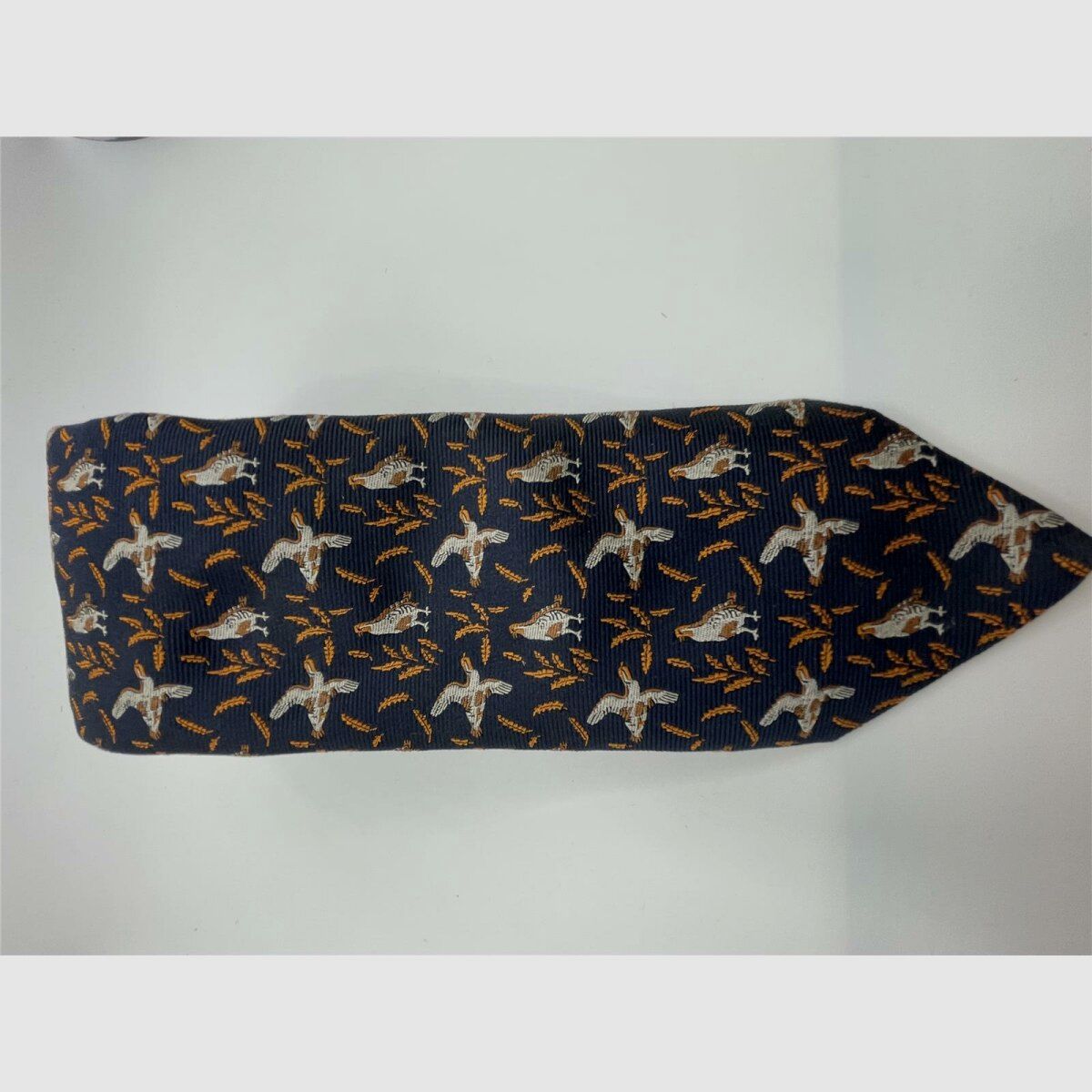 Robert Keyte cravatta 100% seta blu motivo fagiano