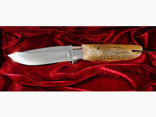 DNC "Athos" – RWL34 | Mammutelfenbein | Scrimshaw Gravur Bär | Exklusives Sammlermesser | Jagdmesser