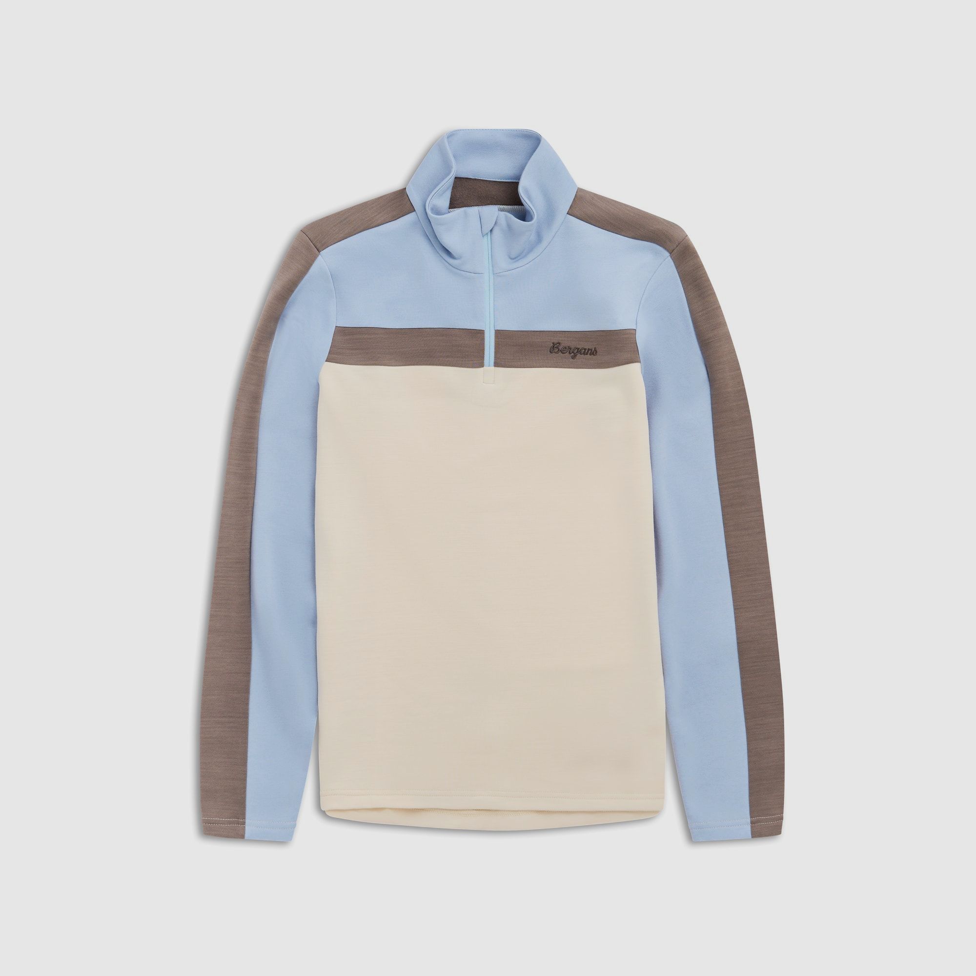 Bergans Uldal Half-Zip Wollpullover Damen Creme/Light Dusty Blue L