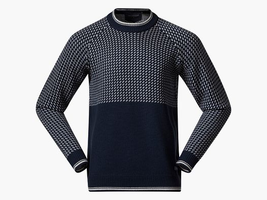 Bergans Alvdal Pull en Laine Homme Bleu Marine/Blanc Vanille XL