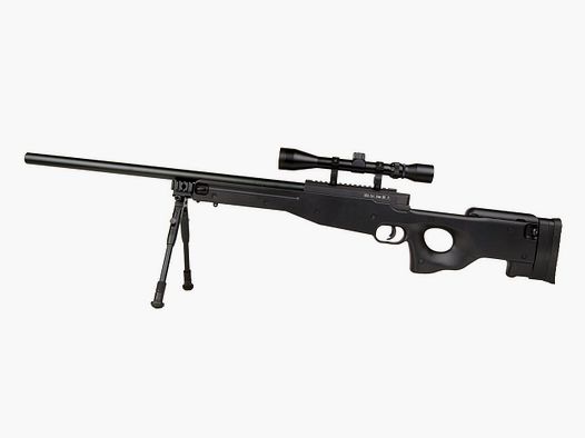 Federdruck Softairgewehr GSG MB01 Tactical Sniper mit Zielfernrohr 3-9x40 und Zweibein Kaliber 6 mm BB (P18)