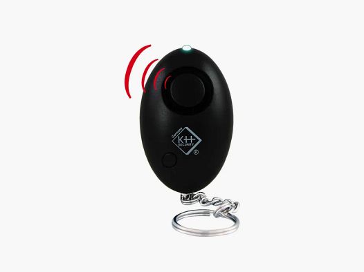 Schlüsselalarm in Schwarz - inkl. LED-Licht + Umhängeband