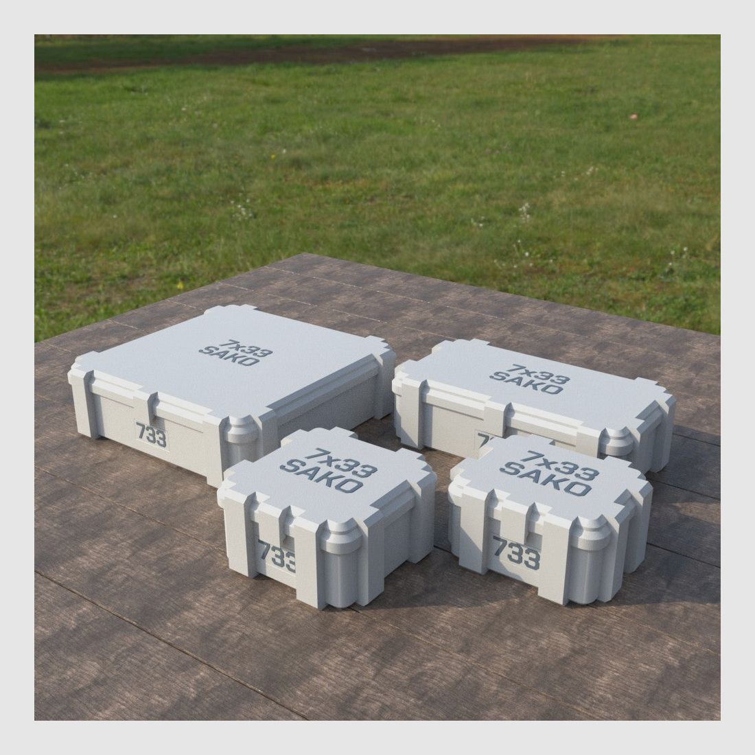 Caja de municiones Filamelt / 7x33mm Sako / 'tapa abatible' / caja de cartuchos, caja de municiones