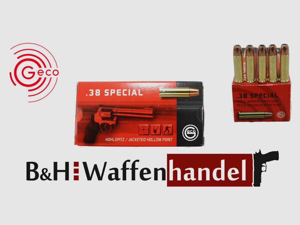 Geco 50 Schuss Revolverpatronen .38Special HP / Hohlspitz