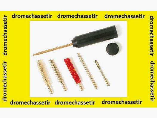 Cleaning kit for handguns, rod, 3 brushes, 1 cleaning cloth with storage tube, caliber 9mm, 357 Mag, 38 Sp