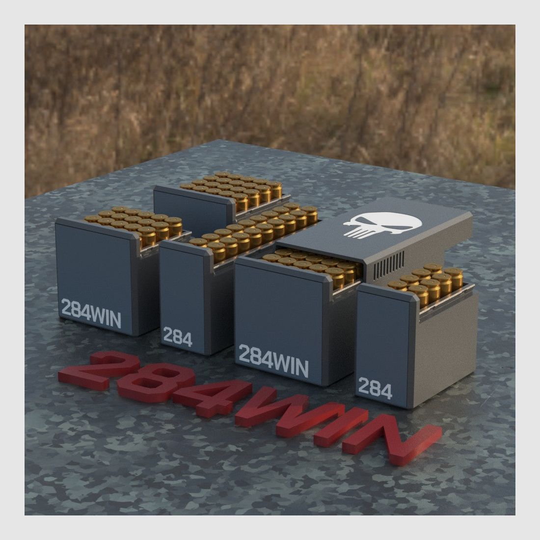 Filamelt scatola per munizioni / Scatola per munizioni .284 WIN - scatola per cartucce per 50 colpi, Made in Germany