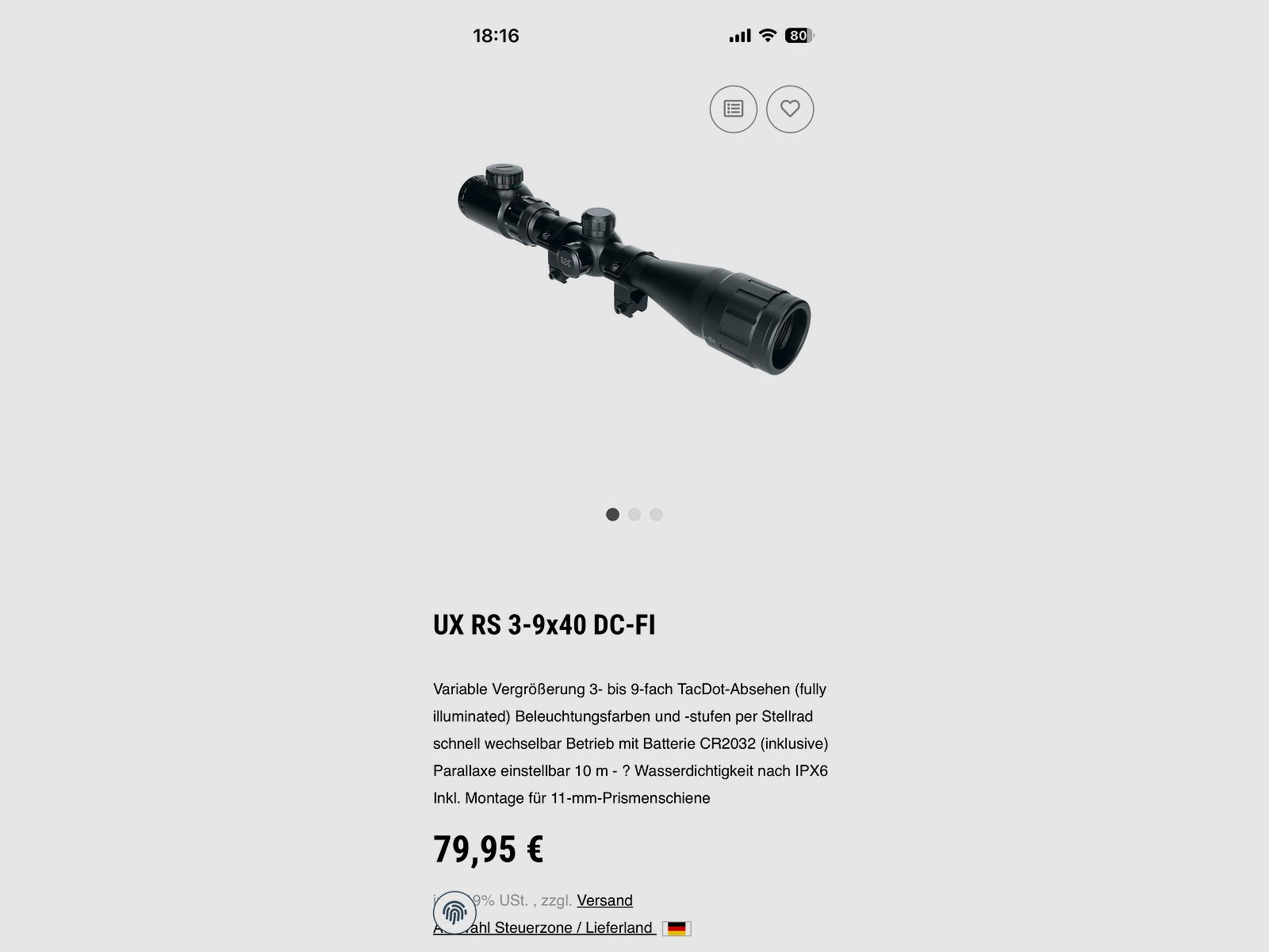   Zielfernrohr   UX  RS 3-9x40 DC-FI