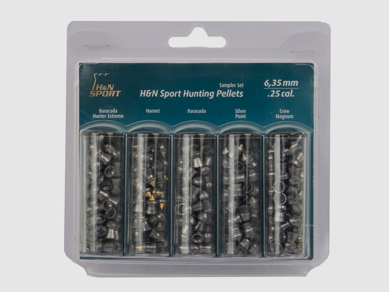 Testpack Spitzkopf Hohlspitz Rundkopf Jagd Diabolos H&N Kaliber 6,35 mm glatt Hunting Sampler Set 5er Sortiment