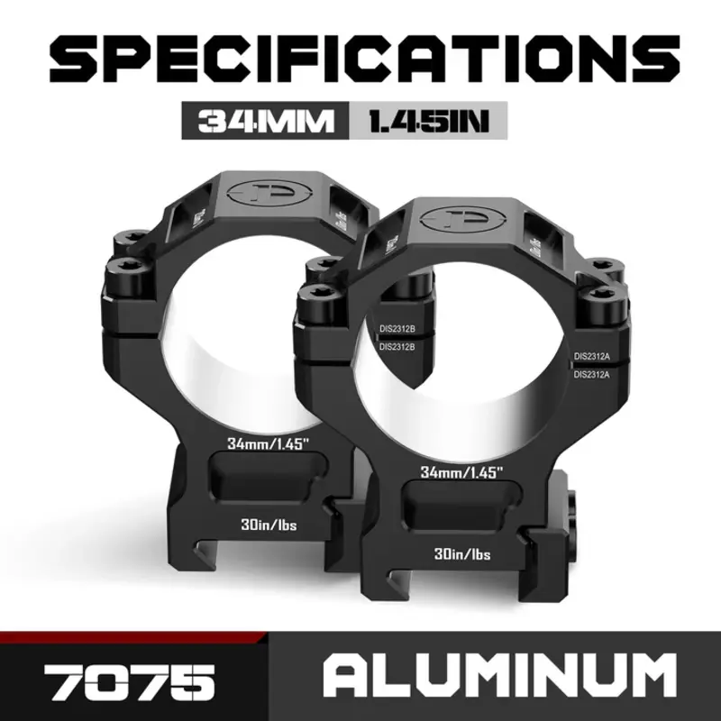 DISCOVERYOPT 7075 Aluminium-Zielfernrohrmontageringe – 25,4 mm/30 mm/34 mm Rohr | Passend für 0,97″/1,26″/1,45″ Zielfernrohrmontage für Picatinny-Schiene, Bild 4 von 7