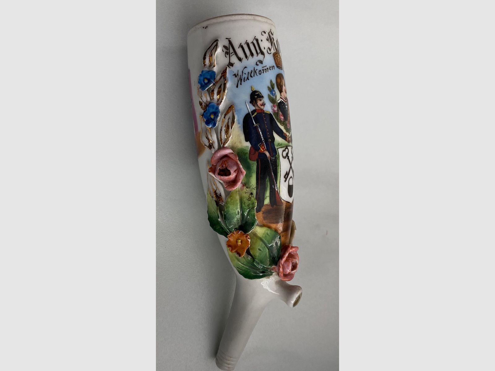 Tête de pipe et image de réserviste, pipe de réserviste, porcelaine, réservistes, bois de manteau 1905