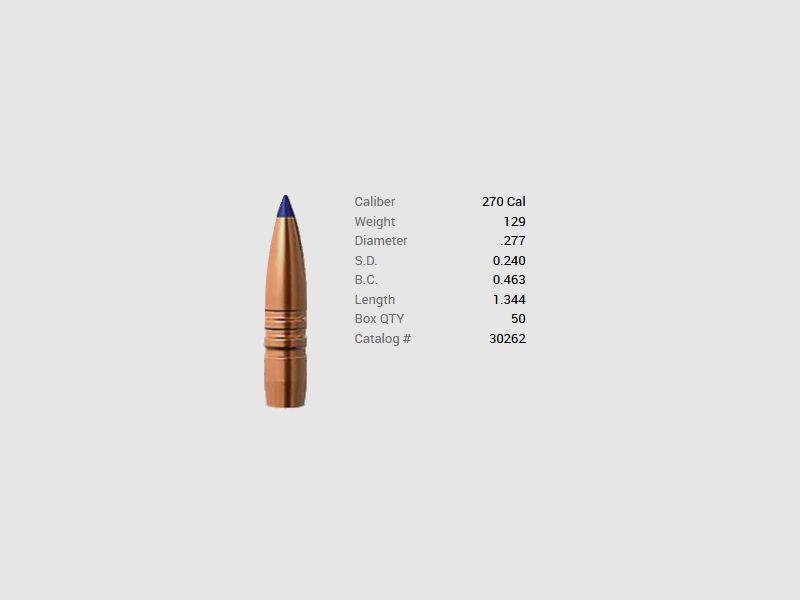 Barnes Geschoss .270/.277 129GR Long-Range X BT 50 Stück