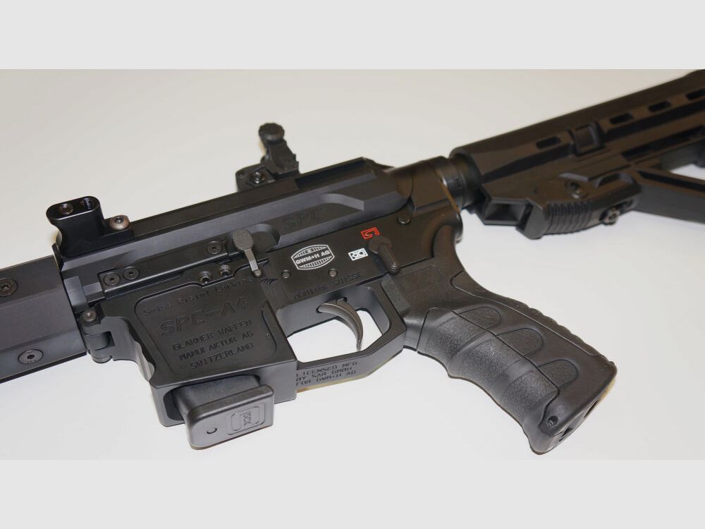 Schwaben Arms GmbH/GWMH Selbstladebüchse GWMH SPC-SPORTER A4 17" (SWISS PISTOL CARBINE) BLACK Kal.9x19 AR15 Glock Magazin