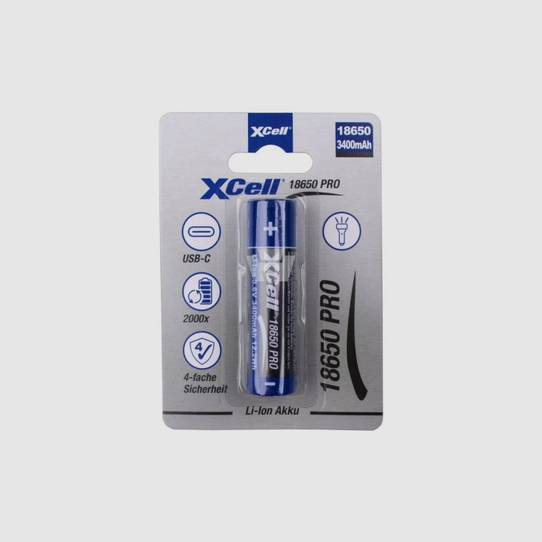 Akumulator XCell 18650 (3400 mAh) z USB-C, zdjęcie 1 z 2